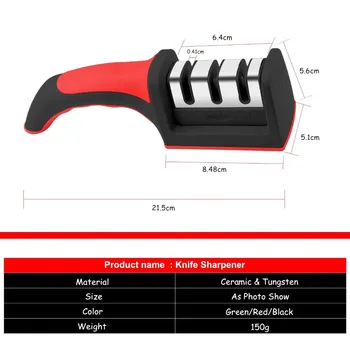 3-Ступенчатая Точилка для Ножей с еще 1 Сменным Инструментом для Заточки всех Ножей KC0319 Ручная Заточка Кухонных Ножей
