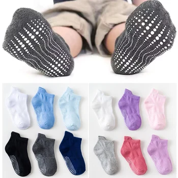 6 пар / комплект детских носков, однотонные носки для мальчиков и девочек на мягкой хлопковой нескользящей подошве, носки для новорожденных малышей, детские носки для мальчиков