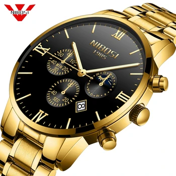 NIBOSI Новые Модные мужские часы из нержавеющей стали, лучший бренд класса Люкс, спортивный хронограф, кварцевые часы, мужские Relogio Masculino
