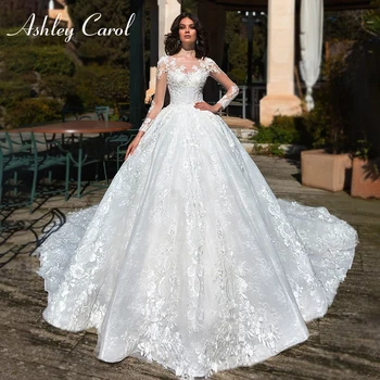 Бальное платье Эшли Кэрол Свадебные платья 2022 Платье невесты с длинным рукавом С кружевными аппликациями Vestido De Novia