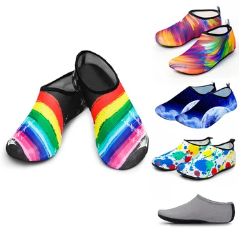 Водонепроницаемая обувь, Мужские и женские Носки для плавания, Цветные Летние Пляжные Кроссовки, Приморские носки-тапки, Тапочки для мужчин и женщин