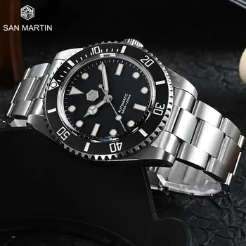 Мужские часы San Martin класса Люкс YN55 с автоматическим сапфировым стеклом, суперсветящиеся Классические часы для погружения на 200 м, механические часы BGW9