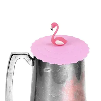 Симпатичная крышка для чашки, Всасывающая Силиконовая защита от пыли, Стеклянные Герметичные Кружки с фламинго, Аксессуары для чайных чашек.