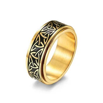 Уникальные модные кольца с кельтским треугольным узлом, Персонализированный подарок для вечеринки, Ювелирные изделия с вращением из нержавеющей стали в стиле панк Для женщин